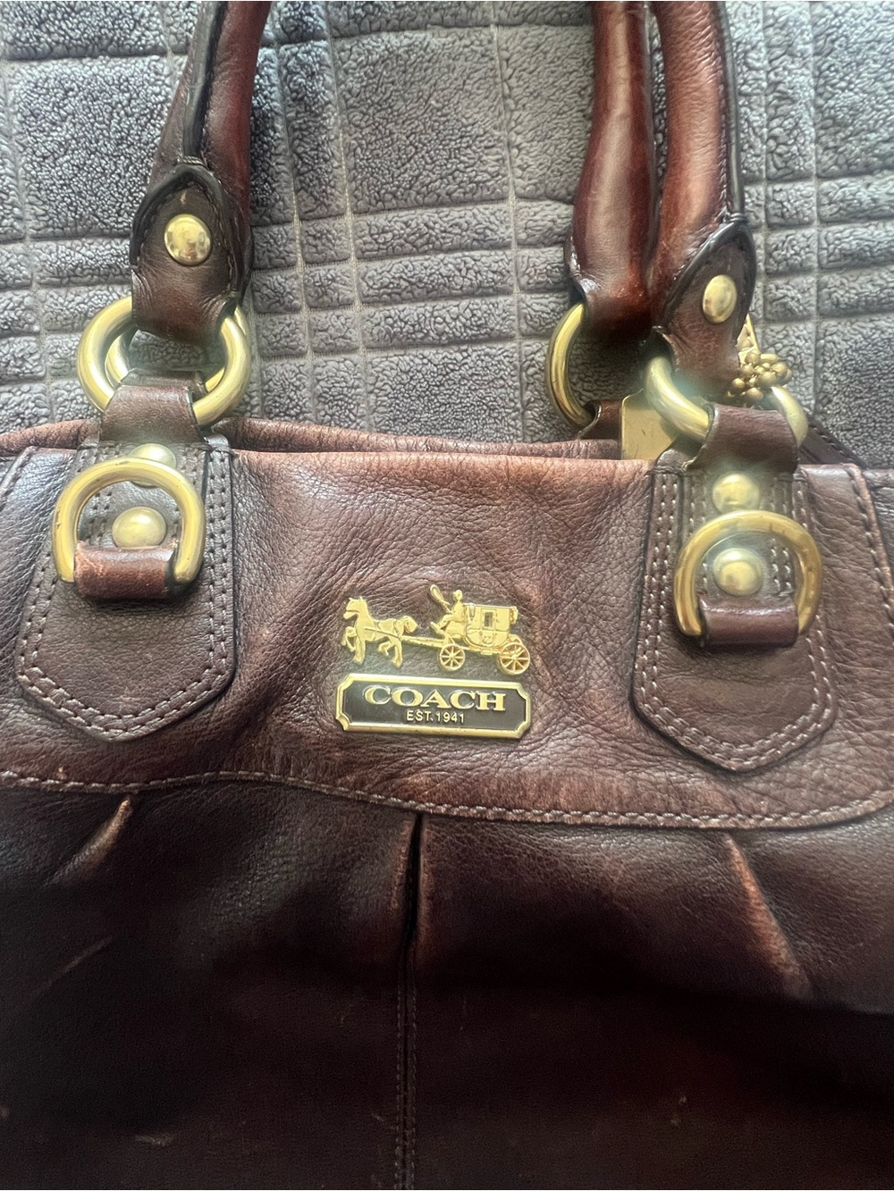 Coach Madison Julianne Leather Satchel Style 12935 Brown|Magenta - Picture 3 of 6